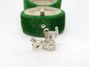 Sterling Silver Horse & Carriage Charm Pendant Vintage c1970