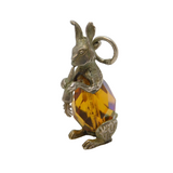 Sterling Silver Glass Set Rabbit Charm Pendant Vintage c1970s