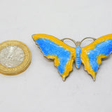 Sterling Silver & Colourful Enamel Butterfly Brooch Pin Antique c1940 Art Deco