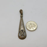 Sterling Silver Celtic Design Long Drop Charm Pendant Vintage c1970