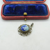 Sterling Silver with Watermill Delft Ceramic Scene Charm Pendant Vintage c1970