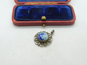 Sterling Silver with Watermill Delft Ceramic Scene Charm Pendant Vintage c1970