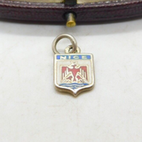 Sterling Silver & Enamel French Nice Shield Charm Pendant Vintage c1970