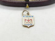 Sterling Silver & Enamel French Nice Shield Charm Pendant Vintage c1970
