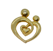 Sterling Silver Gilt Entwined Hearts Contemporary Pendant Vintage c1990