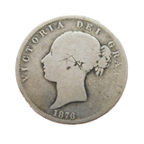 Queen Victoria .925 Silver Half Crown Coin Antique 1876 Fine Condition