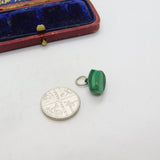 Sterling Silver and Green Banded Agate Charm Pendant Vintage c1970