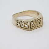 Sterling Silver Greek Key Design Signet Band Ring Vintage c1970 Size U