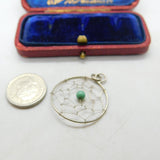 Sterling Silver Dream Catcher with Turquoise Bead Charm Pendant Vintage c1970