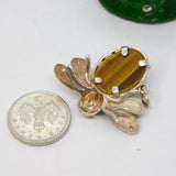 Sterling Silver Tigers Eye Set Bug Insect Charm Pendant Vintage c1970
