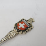 800 Silver Enamel Switzerland Souvenir Teaspoon Vintage c1970