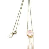Sterling Silver Celtic Nouveau Style Pink Shell Pendant Necklace Modern c2000
