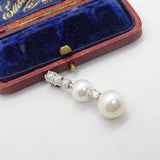Sterling Silver Pearl & Diamond Paste Drop Charm Pendant Vintage c1970