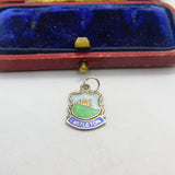Sterling Silver and Enamel Castleton Travel Shield Charm Pendant Vintage c1970