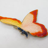 Sterling Silver & Colourful Enamel Butterfly or Moth Brooch Antique c1940 Deco