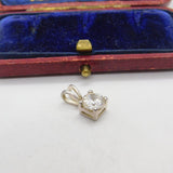 Sterling Silver Diamond Paste Drop Charm Pendant Vintage c1970