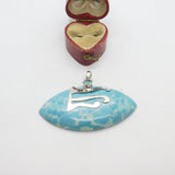 Large Sterling Silver, Topaz & Azure Howlite Drop Pendant Vintage c1980