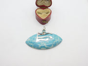 Large Sterling Silver, Topaz & Azure Howlite Drop Pendant Vintage c1980