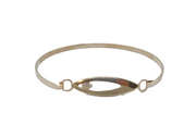 Sterling Silver CZ Set Brushed & Polished Ellipse Bangle Bracelet Modern c1990s