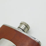 Stainless Stell & Leather 175ml Hip Flask Vintage English Made c2000
