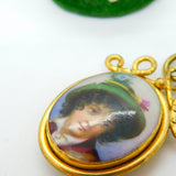 Victorian Pinchbeck & Painted Porcelaine Locket Pendant Antique c1840