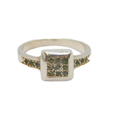Sterling Silver Blue Topaz Square Front Dress Ring Vintage c1990 Size P 1/2