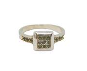 Sterling Silver Blue Topaz Square Front Dress Ring Vintage c1990 Size P 1/2