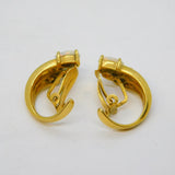 Pair of 9ct Yellow Gold, White Opal & Spinel Set Clip-On Earrings Vintage