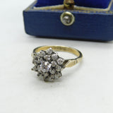 Sterling Silver Gilt & Spinel Set Floral Cluster Ring Vintage c1990 Birmingham