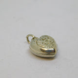 Sterling Silver Patterned Small Puff Heart Charm Pendant Vintage c1970