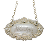 Sterling Silver Grape Pattern Whisky Decanter Label Vintage 1990 Birmingham