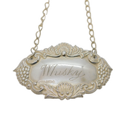 Sterling Silver Grape Pattern Whisky Decanter Label Vintage 1990 Birmingham