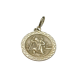 Sterling Silver Patterned Edge St Christopher Charm Pendant Vintage c1970s