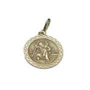 Sterling Silver Patterned Edge St Christopher Charm Pendant Vintage c1970s