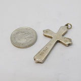 Sterling Silver Abalone Set Cross Charm Pendant Vintage c1970s