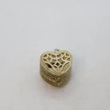 Sterling Silver Filigree Heart Jewellery Box With Ring  Charm Vintage c1970s