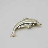 Sterling Silver Dolphin Fish Form Brooch Pin Vintage c1970