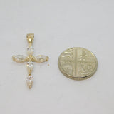 Sterling Silver 5 Marquise CZ Set Cross Pendant Vintage c1990