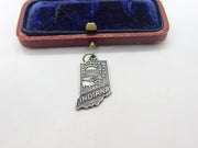 Sterling Silver Indiana State USA Charm Pendant Vintage c1970