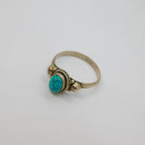 Sterling Silver Cabochon Turquoise Studio Band Ring Vintage c1970 Size M