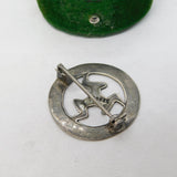 Sterling Silver Niello Enamel Isle of Man Brooch Pin Antique c1930 Art Deco