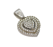 Sterling Silver White Spinel Set Heart Charm Pendant Vintage c1970s