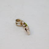 Sterling Silver  Peridot Set Angled Drop Charm Pendant Vintage c1970