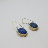 Pair of Sterling Silver Cabochon Sodalite Hook Drop Earrings Vintage c1970