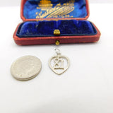 Sterling Silver Commemorative 18th Birthday Heart Charm Pendant Vintage c1970