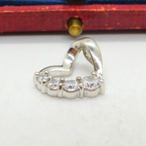 Sterling Silver With Diamond Paste Stones Heart Charm Pendant Vintage c1970