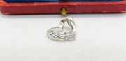 Sterling Silver With Diamond Paste Stones Heart Charm Pendant Vintage c1970