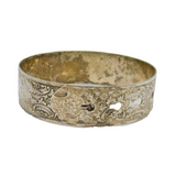 Sterling Silver Charles Horner Floral Relief Buckle Bangle Vintage 1944 Chester