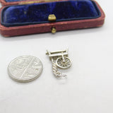 Sterling Silver Spinning Wheel Charm Pendant Vintage c1970