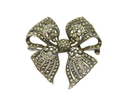 Sterling Silver Marcasite Art Deco Bow Form Brooch Pin Antique c1930